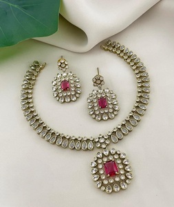 Collar Kundan antiguo de lujo, collar de circón real y Kundan, conjunto de joyería de boda india, collar clásico para mujer - Product Image 3