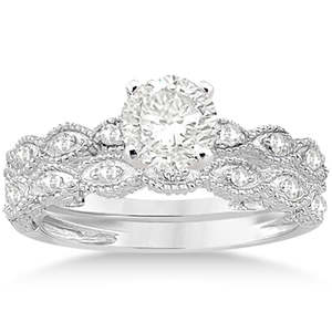 Anillo de Compromiso de Oro Blanco de 18K con Diamantes Antiguos de 0.20ct, Conjunto de Joyería Fina - Product Image 2