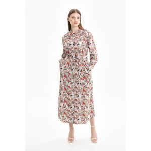 <b>Mint</b> Patterned Floor-Length <b>Dress</b> with Ruffle Collar for Office Lady - Product Image 1
