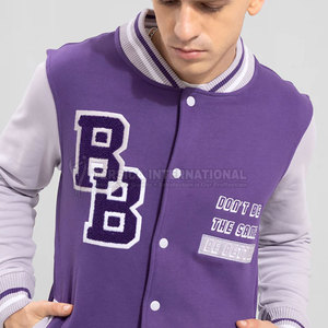 Men Classic Letterman Winter Jacket <b>Wool</b> Blend Sleeves Casual College Style Men Thick Cotton Varsity Winter Jacket - Product Image 2