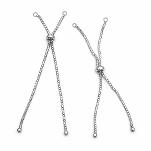 925 Sterling Silver <b>Adjustable</b> Bolo <b>Bracelet</b> 4-8 Inch 1.1mm Box Chain Ball End Slider Wheel Clasp Jewelry Findings Wholesale OEM - Product Image 1