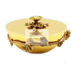 Bol et plateau décoratifs en métal Plateau de style floral Croustilles et collations de couleur or Bol de service Articles de cuisine Fournitures de restauration - Product Image 5