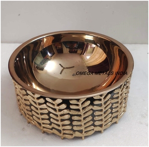 Cazuela de cuerpo con diseño de hoja de acabado dorado de alta calidad, calentador de alimentos, olla caliente y plato para servir para la cocina del hogar - Product Image 2