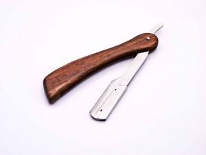 Rasoir droit de barbier avec lame en acier inoxydable interchangeable et manche en bois naturel, rasoir pour le visage - Product Image 6