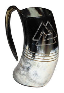 Chope à bière en corne avec logo de votre marque, usine tankard, couleur naturelle, dernier fabricant de conception en inde - Product Image 3
