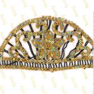 Tùy chỉnh thân thiện với môi long lanh biên giới ren hoa mẫu thanh lịch dokoh appliques hotfix vá dòng băng Dải Arab kaftan - Product Image 1