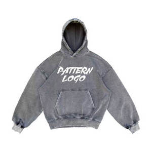 Sweat à capuche unisexe délavé à l'acide Vintage Streetwear léger polaire personnalisé impression graphique hommes Boxy Fit surdimensionné-pour l'hiver - Product Image 2