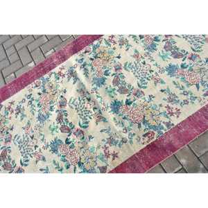 Tapis vintage, tapis turc 3,9x6,9 pieds, tapis marocain en laine rouge - Product Image 5