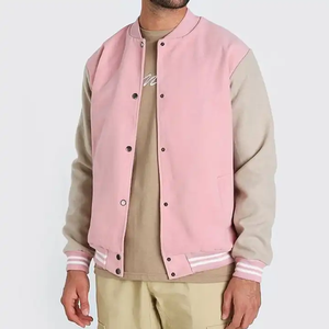 <b>Men's</b> Casual Custom Baseball <b>Jackets</b> with Letter Embroidery Winter Streetwear Sheep Fur Knitted <b>Jacket</b> with Button Decoration - Product Image 2