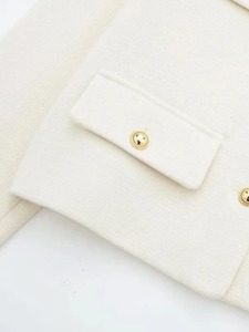 Nouvelle veste à boutons dorés pour femmes, col rond, manches longues, vêtements d'extérieur pour femmes, hauts, mode - Product Image 6