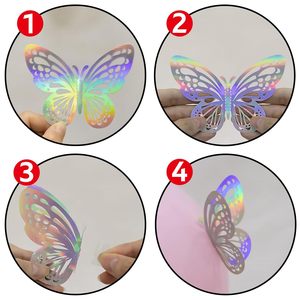 Papillon 3D Décoration Argent 3D Miroir Mur <span class=keywords><strong>Tatouage</strong></span> Papillons DIY Creux Papillon Autocollants Chambre d'Enfant Décoration de Fête - Product Image 5