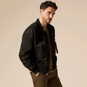 Veste bomber décontractée pour homme, grande taille, couleur unie, style vintage, fermeture éclair, polyester tricoté, printemps, automne, hiver - Product Image 2