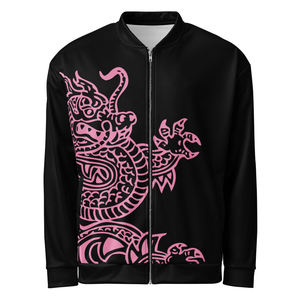 Ventas calientes 2025 Premium Stylish Flight Classic Bomber Jacket Color negro con estampado de dragón Cuello acanalado Dobladillo y puño de manga - Product Image 2