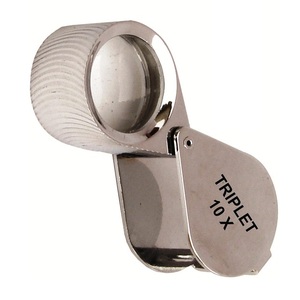 แว่นขยายแบบพกพา Jipsy Metal Industries ขนาด 18 มม. กำลังขยาย 10 เท่า ดีไซน์เจียระไนเพชร ชุบโครเมียม แบบพับได้ สำหรับงานอัญมณี - Product Image 1