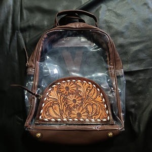 กระเป๋าแมสเซ็นเจอร์สะพายข้างพีวีซีแบบใสมีซิปกระเป๋าสไตล์โบฮีเมียนสไตล์ตะวันตกออกแบบโลโก้ได้ตามที่ต้องการ - Product Image 1