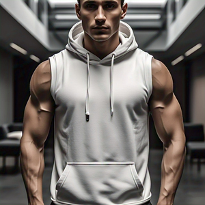OEM Winter Sublimation <b>Sleeveless</b> <b>Hoodie</b> Men's Workout Gym Regular Fit Printed Fleece Windproof Breathable - Product Image 4