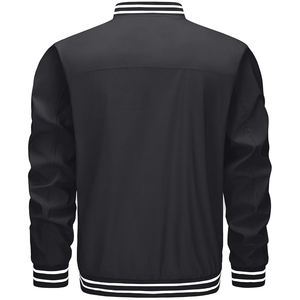 Blouson universitaire marron pour homme, imperméable, respirant, en toile tricotée, décontracté, pour l'hiver, avec col, poignets et ourlet zippés, fin - Product Image 5