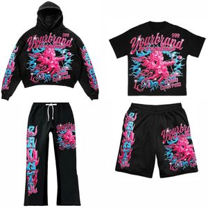 ชุดวอร์มผู้ชายแบบสั่งทำพิเศษ 450 500gsm กางเกงวอร์มทรงจ็อกเกอร์ผู้ชาย ผ้าหนา ทรงหลวม กางเกงวอร์มขาบานพร้อมเสื้อฮู้ด ชุดเซ็ตเสื้อฮู้ดและกางเกงวอร์มผู้ชาย - Product Image 1