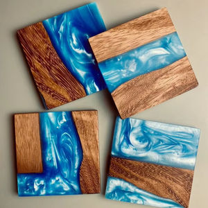 Posavasos de madera de nogal de resina auxiliar para decoración del hogar posavasos de madera de resina epoxi posavasos de lujo personalizados para bebidas - Product Image 1