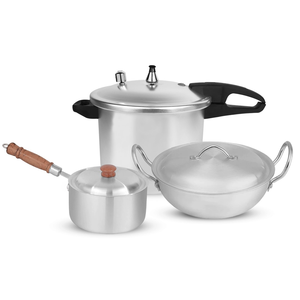 Juego de utensilios de cocina de Metal de 5 piezas de la mejor calidad Essentials de cocina de Chef Olla a presión Wok Karahi Cacerola con tapa para cocinar - Product Image 1