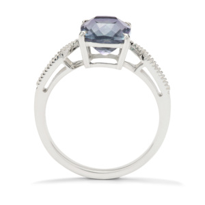 Bague en fluorite bicolore taille ovale avec zircon blanc, argent sterling plaqué rhodium 3,46 ct - Product Image 3