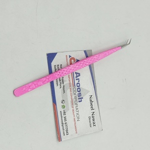 แหนบต่อขนตาแบบด้ามจับเพชรทำจากสแตนเลส45องศาสำหรับคิ้วสีชมพูขายส่ง - Product Image 6