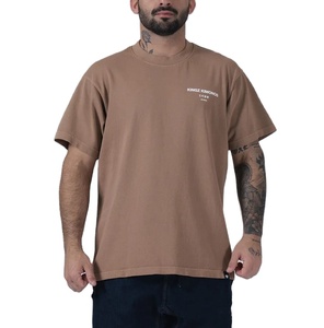 2025 logotipo personalizado DTG impreso 100% algodón cuello redondo Camiseta transpirable 280gsm hombro caído tela de lona de talla grande camisetas para hombres - Product Image 1