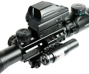 Combo de Mira Telescópica de Alta Calidad 4-12x50EG con Doble Iluminación + Mira con 4 Retículas Holográficas de Punto Rojo/Verde, Compatible con Montura Luger de 20 mm - Product Image 2
