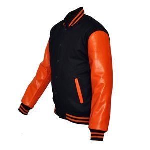 Logotipo personalizado de lana Chenille bordado de béisbol Letterman Collage chaquetas para hombres Vintage de cuero en blanco manga Varsity invierno - Product Image 1