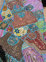 Tapisserie murale décorative longue ethnique, art textile brodé à la main, chemin de table polyvalent, style bohème, pour table et mur