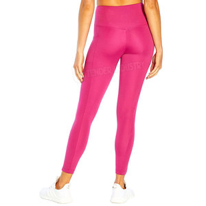 Mallas de Yoga de cintura media personalizadas para mujer, pantalones deportivos de poliéster y LICRA de cintura alta con patrón sólido - Product Image 3