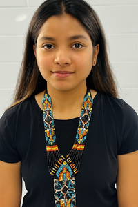 Handmade <b>Beaded</b> <b>Necklace</b> with Vibrant Tribal Patterns Intricate Geometric Design and Colorful Fringes for Cultural Elegance - Product Image 6