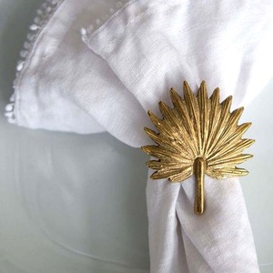 Qualité supérieure Meilleure vente Feuilles de palmier en forme de coeur Ronds de serviette en relief Rose Fleur Designer Plaqué or Rond de serviette - Product Image 5