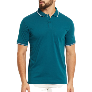 Polo de Manga Corta para Hombre, con Ribete en Contraste, Bolsillo, Corte Regular, Informal, de Algodón, Cómodo, Transpirable, Elegante, para Uso Diario - Product Image 5