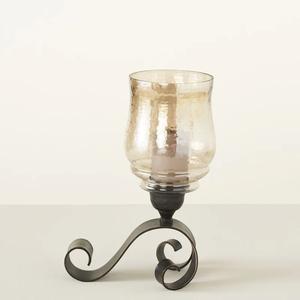 High Quality <b>Set</b> of 3 Handmade Metal Body Candle Holders With Glass Pit <b>on</b> Top 4.75x14.25 Inches Sizes for Home Christmas Decor - Product Image 4