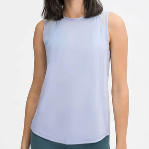 Camiseta sin mangas sin costuras de secado rápido de alta calidad transpirable recortada para mujer, camiseta sin mangas informal lisa en blanco liso para mujer - Product Image 1