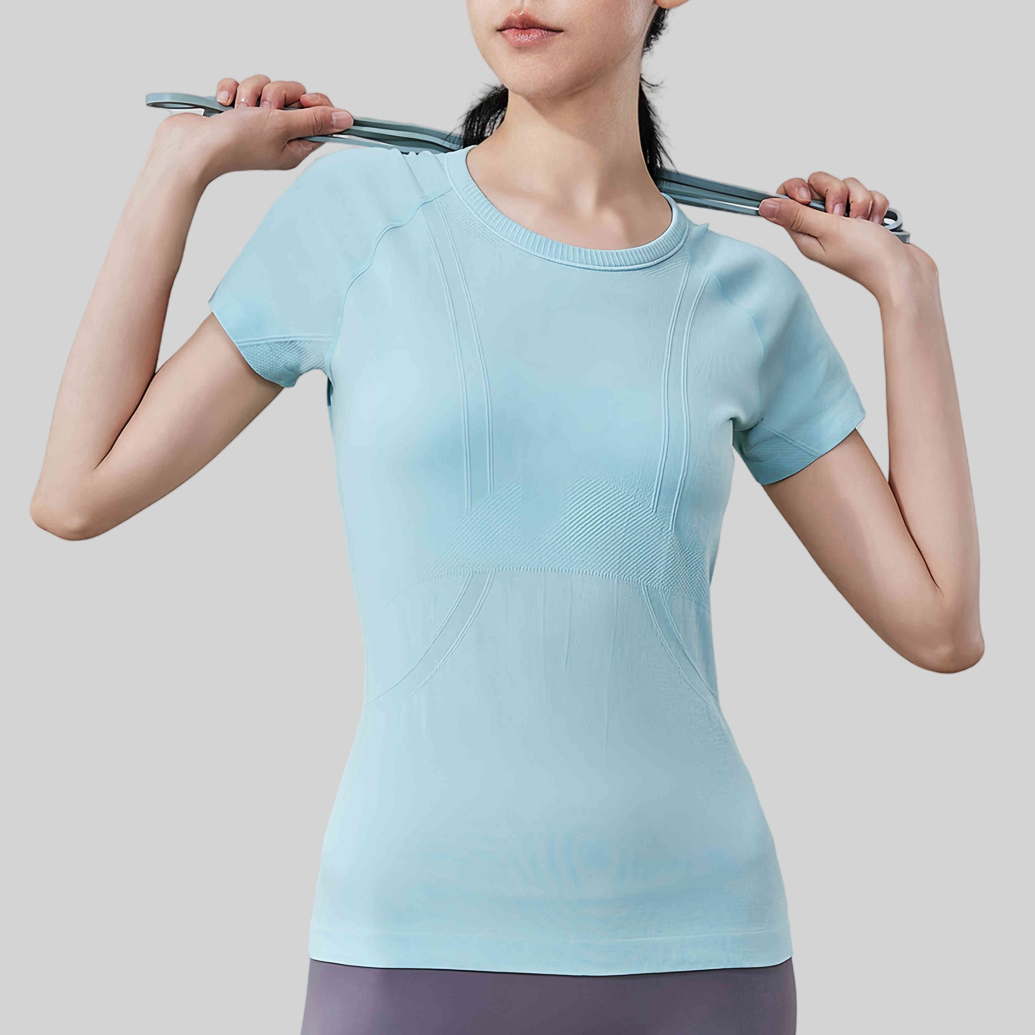OEM Breathable Quick Dry Workout Athletic Tshirt Plus Size Causal Sports T Shirt for Women Seamless Gym Fitness Women's T-shirt