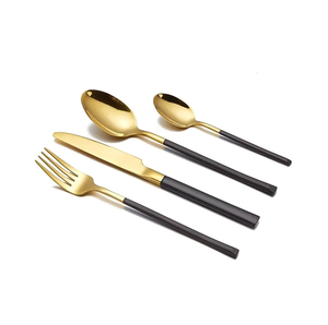 Couverts en laiton ensemble de couverts poignée noire pour le dîner de mariage à la maison couverts en acier miroir ensemble de couverts en or or Offre Spéciale poli - Product Image 6