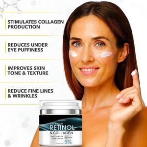 كريم الكولاجين الريتينول المتقدم مع حمض الهيالورونيك ، كريم مضاد للشيخوخة يرفع والشركات ، علاج للوجه لمدة 24 ساعة. - Product Image 1