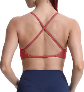 Haute qualité 2023 soutiens-gorge de sport pour femmes Fitness dos nu rembourré soutien-gorge Yoga haut court couleur unie soutien-gorge de gymnastique avec 100% Polyester Spandex - Product Image 2