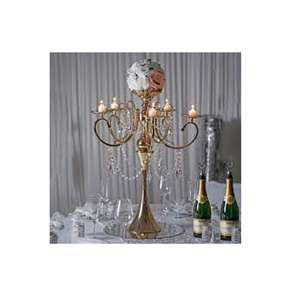 Candelabros antiguos de Metal plateado de 5 brazos hechos a mano de alta calidad forma personalizada centros de mesa de cristal de tamaño Regular para fiesta en casa - Product Image 2