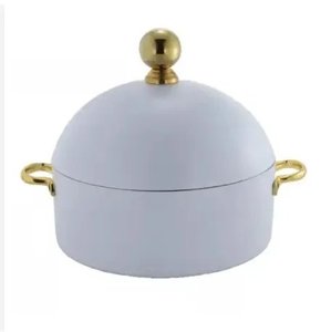 White Coated Stainless Steel <b>Casserole</b> Food Serving Hotpot <b>Dish</b> <b>With</b> <b>Lid</b> Take Away Food Warmer Container Insulated <b>Dish</b> - Product Image 1