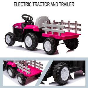 Tracteur jouet pour enfants rose 12V7AH à piles avec remorque et accessoires télécommandés - Product Image 6