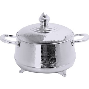 Casseroles au design contemporain moderne style martelé Hotpot en acier avec couvercle et bouton en forme de fleur et poignée pour mariage - Product Image 4