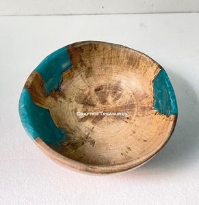 Fiestas Mesa de comedor Vajilla Tazón de resina de madera Buena calidad Fabricante hecho a mano Tazón de cena para servir comida Nuevo diseño - Product Image 2