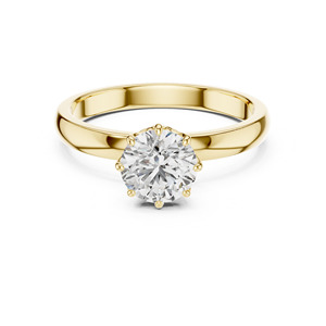 Anillo de Bodas de compromiso de diamante de corte redondo cultivado en laboratorio de 1 quilate en oro rosa blanco amarillo de 14K-Joyería de diamantes de laboratorio - Product Image 1