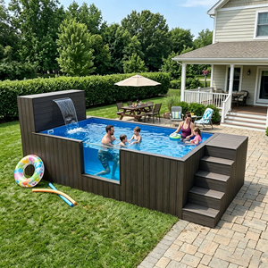 Venta Directa de Fábrica, Piscina Elevada de Fibra de Vidrio de 20 pies y 40 pies, Tamaños Personalizados, Resistente a los Rayos UV, Ideal para Climas Tropicales - Product Image 1