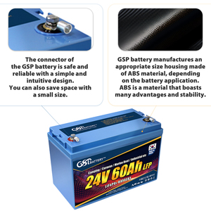 Batteria GSP 24V 60Ah LiFePO4, 1536Wh, 25.6V, BMS incorporato, basso tasso di scarica, per utensili elettrici, industriali, motore guida