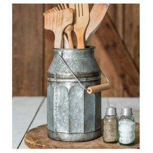 Premium Iron <b>Utensil</b> Holder with Elegant Rustic Finish Galvanised Sturdy Base for <b>Kitchen</b> Tools - Product Image 1
