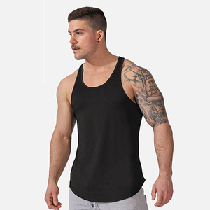 Débardeur de fitness col rond personnalisé pour hommes style hip hop couleur unie léger tricoté vêtements d'été grande taille vente en gros - Product Image 1